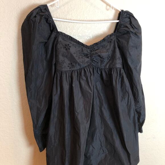 NWOT Zara Black Embroidered Puff Sleeve Mini Dress - Picture 9 of 12